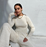 Women Knitted Sportwear Backless Pullover Sweater 2 Piece Pant Suits