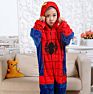 Flannel Children's Spiderman Cute Cartoon One-Piece Sleepwear Pajamas for Kids Girls and Boys