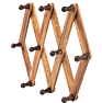 10 Hook Burnt Wood Wall Mounted Expandable Accordion Peg Coat Rack Hanger for Entryway, Mudroom or Garage