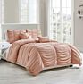 Modest Luxury 5Pc Elastic Embroidery Comforter Set with Decorative Pillows Bedding Set