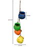 4 Pot Mixed Fall Color Tone Ceramic Hanging Flower Planter Set with Jute Rope