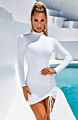 Arrivals Fall Solid Color Woman Dress Bodycon Long Sleeve Thicken Turtleneck Shirring Dress