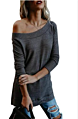 Side Silt One Shoulder off Shoulder Tops for Women Knitted Sweater Slouchy Long Sweatshirt Loose Pullover