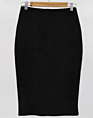 Office Lady Women Solid Suede Wear Package Hip Midi Pencil Knitting Skirt