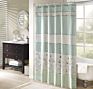 72X72 Farmhouse Home Bathroom Aqua Shower Curtain Machine Washable Faux Silk Embroidered Floral Shower Curtain