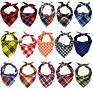 Pet Washable Triangle Plaid Pet Bandanas Adjustable Dog Cat Bibs Scarf Bandana