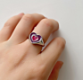 Stainless Steel Double Heart Enamel Rings 18K Gold Plated Love Colorful Double Color Rings for Women Christmas Jewelry