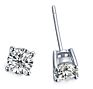 925 Sterling Silver Setting Clear round Cz Cubic Zirconia Stud Earrings for Women