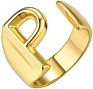 Adjustable Women Statement Rings Personalized Gold Bold Initial Letter Open Ring