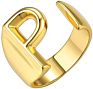 Flynee Jewelry Personalized Brass Gold Bold Initial Letter a to Z Open Alphabet Ring for Women