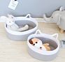 2 Pack Cute Small Cat Ear Empty Gift Basket for Shelf Cotton Woven Rope Basket for Baby Room Storage