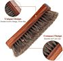 6.7" Horsehair Shoe Shine Brush 100% Soft Genuine Horse Hair Brush Wood Handle Unique Concave Design