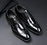 Lightweight Leather Carved British Leather Business Lace-Up Derby Pointed Toe Oxford Men's Dress Shoes