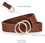 Women Belts for Jeans with Double O-Ring Buckle and Faux Leather for Woman