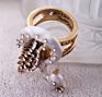 Jz0032 Vintage Enamel White Swan Bird Crystal Pave Gold Plated Finger Female Jewelry Ring for Women