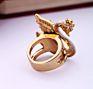 Jz0032 Vintage Enamel White Swan Bird Crystal Pave Gold Plated Finger Female Jewelry Ring for Women