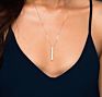 Olivia Personalized Coordinates Initials Dates Rectangle Bar Necklaces Women Jewelry Engraved 3D Bar Necklace