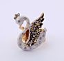 Jz0032 Vintage Enamel White Swan Bird Crystal Pave Gold Plated Finger Female Jewelry Ring for Women