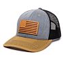 American Flag Genuine Leather Patch Mesh Back Trucker Hat - Adjustable Snapback Baseball Cap for Men & Women