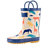 Kids Waterproof Rubber Rain Boots for Girls and Boys Toddlers with Fun Prints and Easy on Handles