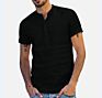 Explosion Style European and American Men's Stand-Up Collar Short Sleeve Linen Shirt