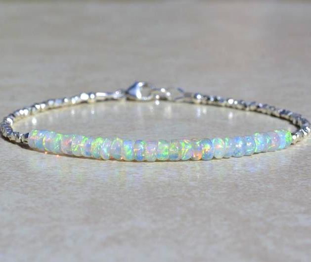 Matte Beads Bracelet Opal Beaded October Birthstone Gemstone Bracelet Electroplated Real Gold Jewelry Bracelet