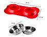 Luxury Silicone Bone Shaped Pet Twins Double Stainless Steel Dog Melamine Bowl for Food Water