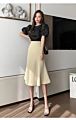 Style Women Long Dress Skirt Slender Soild Color High Waist A-Line Gril Skirt