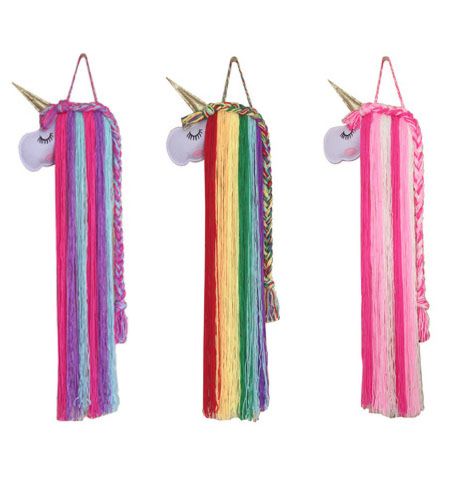 Moonson Unicorn Hair Bow Holder for Girls Wall Hanging Decor and Baby Hair Clip Hanger Organizer, Rainbow Unicorn