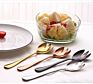 2Pcs Wholesales Creative Gold Stainless Steel Unique Serving Spoon Fork Scoop Salad Tableware Sets