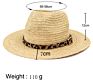 Leisure Men Women Sun Leopard Belt Decoration Panama Jazz Hat Handmade Natural Raffia Grass Straw Fedoras Hat