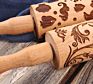 Beech Wood Embossed Rolling Pin Baking Cookies Noodle Biscuit Fondant Cake Cute Dough Pattern Wooden Laser Engraved Rolling Pin