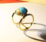 Vintage Women Turquoise Quartz Gemstone 18 K Gold Plated Finger Rings Jewelry
