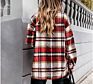 Autumn Oversize Pockets Button Women Plaid Fleece Shacket