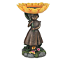 Cute Little Girl Holding Sunflower Bird Feeder Resin Garden Statue