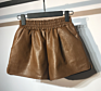 Girls' High Waist Pu Shorts Autumn and Trend Loose Leather Pants Outer Shorts