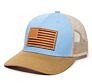 American Flag Genuine Leather Patch Mesh Back Trucker Hat - Adjustable Snapback Baseball Cap for Men & Women