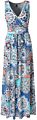 Womens Bohemian Printed Faux Wrap Bodice Sleeveless Crossover Aussie Maxi Dress Bale Muslim Satin Maxi Dress Long Sleeve