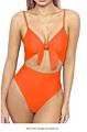 Spring and Womens Strappy One Piece Swimwear Tie Knot Front Bathing Suits Cheetah Print Swimsuit
