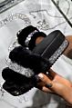 Chunky Platform Fur Slide Slippers for Women with Bling Thick Bottom Female Stylish Footwear Slippers