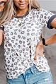 Dresses Women Lady Elegant Loose Casual T-Shirt Contrast Leopard Print Short Sleeve Contrast Leopard Print Short Sleeve