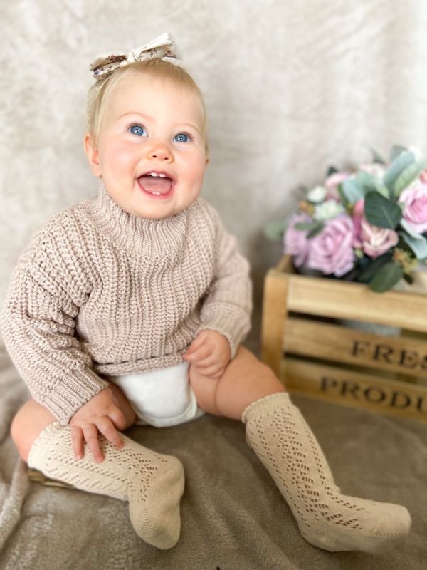 Autumn Warm Color Half Turtleneck Chunky Knitted Sweater Baby Kids Girls Knitted Jumper