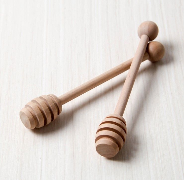 Mixing Wooden Coffee Stir Bar Kitchen Tools Long Handle Spiral Honey Dipper Honey Stick Practical Spoon