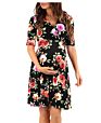 Pregnant Women Delivery Hospital Dress Short Sleeves on Both Sides Hidden Open Breastfeeding Care Clothes Maternity Dress