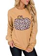 Tkop1959 Fall/ Women's round Neck Halloween Pumpkin Leopard Print Long Sleeve Women Sweatshirt