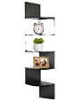 Wooden Corner Shelf 5 Tier Floating Shelves for Wall Easy-To-Assemble Wall Mount Corner Shelves for Bedroom Living Room