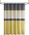 Geometric Textured Embroidery Design with Built-In Liner Modern Mid-Century Bathroom Decor Machine Washable Fabric Privacy Sc