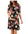 Women High-Low Surplice Wrap with Waist Belt Maternity Dress Adjustable V Neck Nursing Dress Breastfeeding Pregnant Clothes