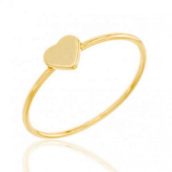 18K Gold Heart Filled Ring Stacking Tiny Ring Delicate Ring Minimalist Jewelry