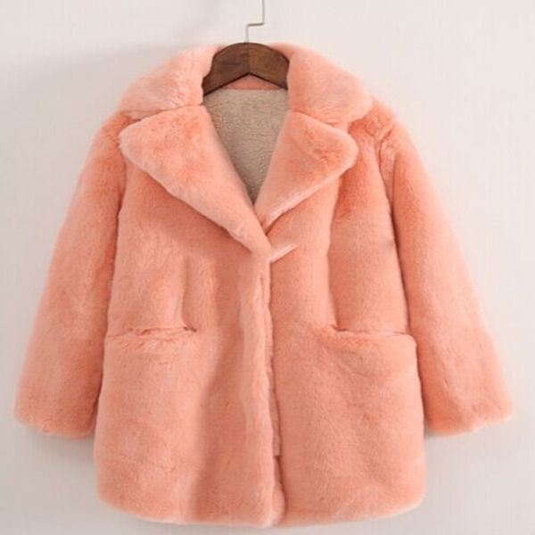 Pink Kids Jacket Faux Fur Coat Girls Coats Mink Fur Coat for and Autumn